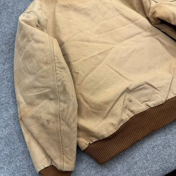 Vintage Carhartt Distressed Faded Tan/Brown XL Hooded Jacket USA Made J140-BRN